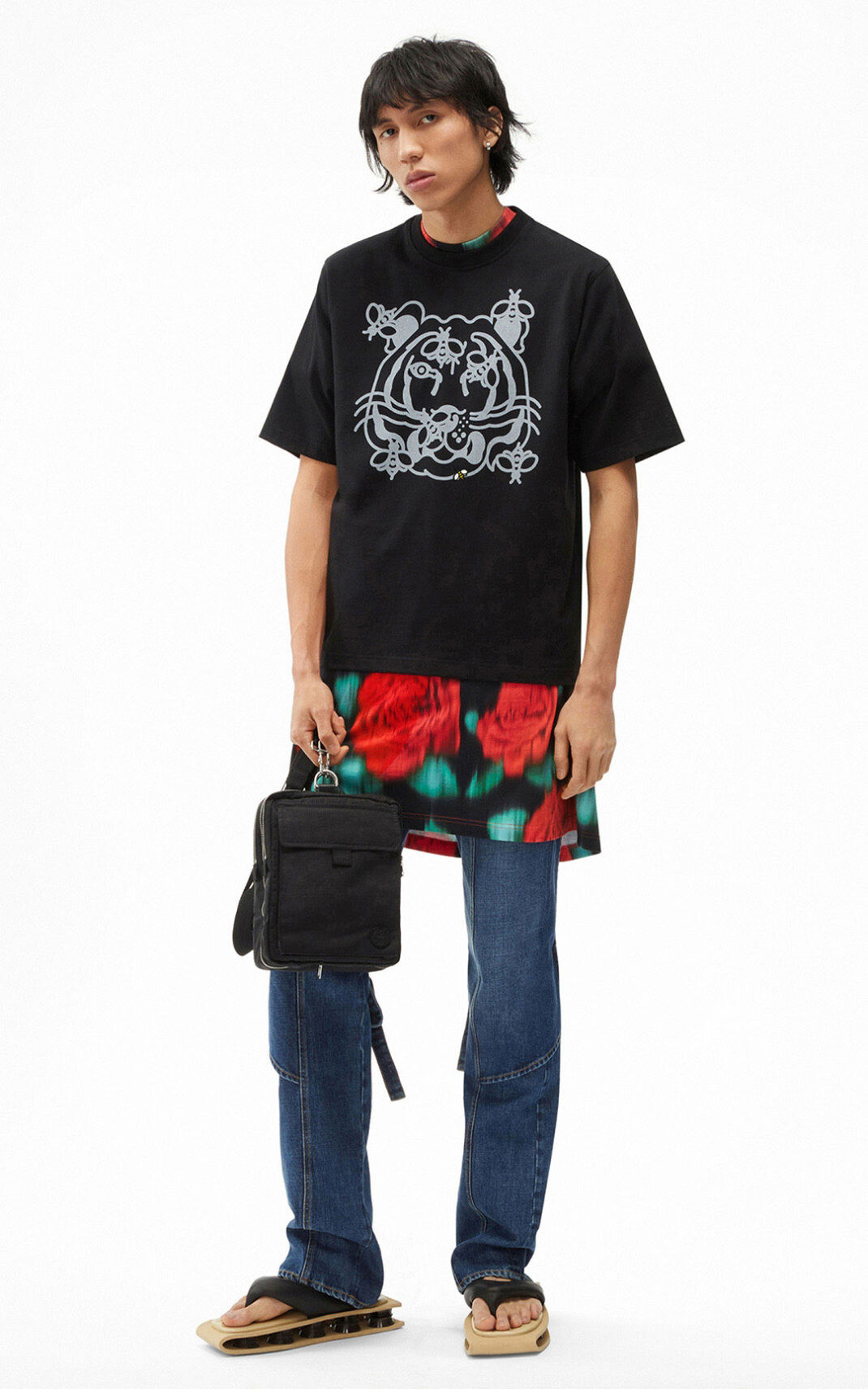 T Shirt Kenzo Bee a Tiger Homme Noir | TMBW-34907